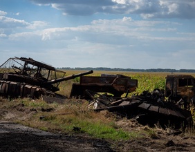 Zerstörte, russische Panzer in Kursk