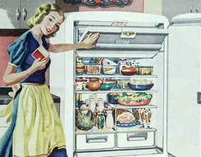 Illustration einer Frau in der Küche.
