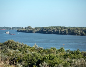 Giurgiulesti, Moldawien, Blick auf die Donau im Dreilaendereck