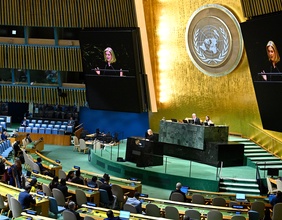 Außenministerin Beate Meinl-Reisinger im Rahmen der Generaldebatte der 81. UNO-Vollversammlung in New York.