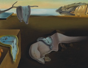Ausschnitt aus einem Dali-Gemälde, zerlaufende Uhren, The Persistence of Memory