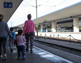 Flüchtlingsfamilie am Westbahnhof