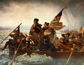 Ausschnitt eines Gemäldes: "Washington überquert Delaware" von Emanuel Gottlieb Leutze