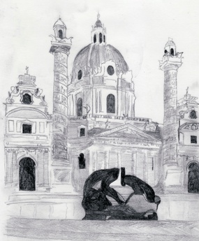 "Kirche" (Karlskirche), Zeichnung Hanno Millesi, 2018 