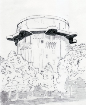 "Turm" (Flakturm), Zeichnung Hanno Millesi, 2018 