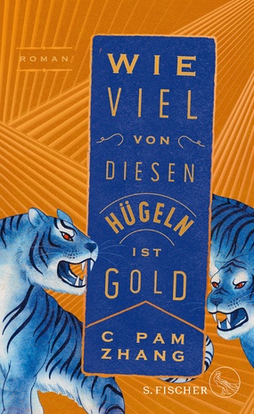 S.FISCHER Tiger auf eiinem violett-orangen Buchcover