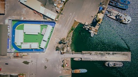 Drohnenaufnahme eines albanischen Rückführungszentrums