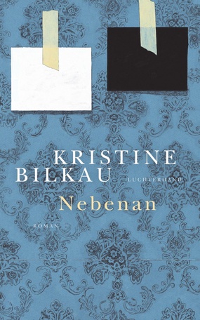 Blaues Buchcover mit einem weißen und schwarzen Postit