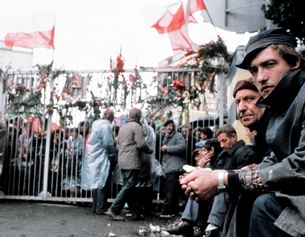 Streikende Arbeiter in der Leninwerft in Danzig, August 1980
