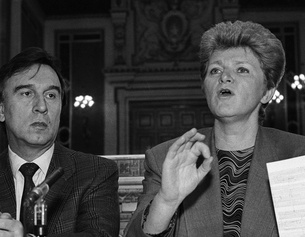 Claudio Abbado und die damalige Wiener Kulturstadträtin Ursula Pasterk, 1988