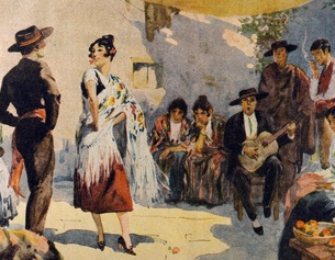 Flamenco-Tänzerinnen und -Musiker, 1927