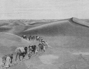 Abbildung einer Handelsstraße durch die Wüste, spätes 19. Jahrhundert