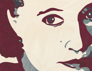 Ausschnitt des Buchumschlags "Bibiana Amon - eine Spurensuche", gezeichnete Bibiana Amon