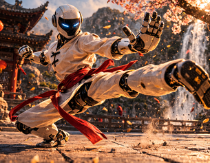 KI-generiertes Bild: Kung-Fu-Roboter