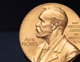 Nobelpreis-Medaille mit Alfred Nobel