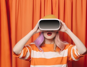 Frau mit VR-Brille