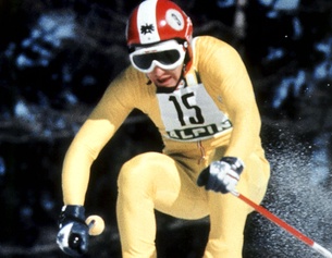 Olympische Winterspiele Innsbruck 1976: der österreichische Skirennläufer Franz Klammer in der Abfahrt