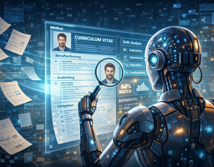 KI-generiertes Bild zum Thema KI liest Lebenslauf