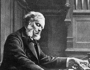 GEMEINFREI César Franck an der Orgel von Ste-Clotilde, Zeichnung von Jeanne Rongier