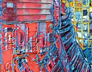 OMVS.AT Illustration eines Kraftwerkes in bunten Farben.
