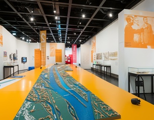 Ausstellungsansicht, "Die Donauinsel - 21 Kilometer Freiraum"