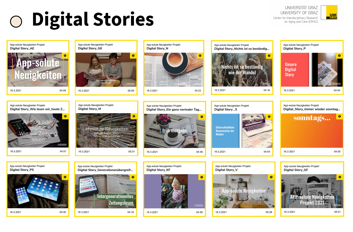 Digital Stories der TeilnehmerInnen des „App-solute Neuigkeiten” Projekts
